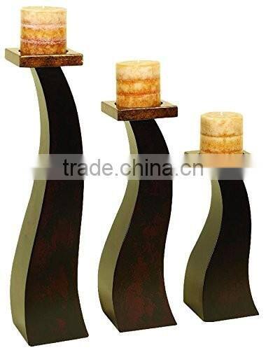 Home Decor Wood Candle Holder , Set of 3