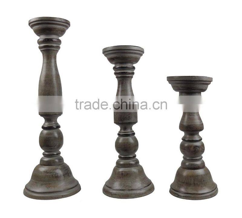 Cotton Craft Wooden Candle Pillar Holder Set