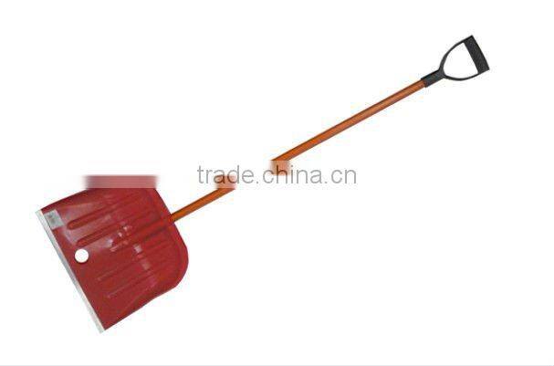 RED PLASTIC SNOW SHOVEL