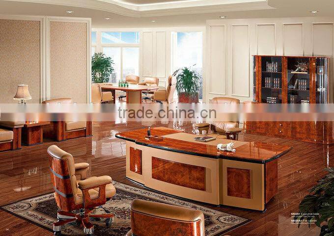 Modern Classic Oval Long Italian Design Brown Conference Table for 16 People with Yellow Leather Chairs BF12-06094a