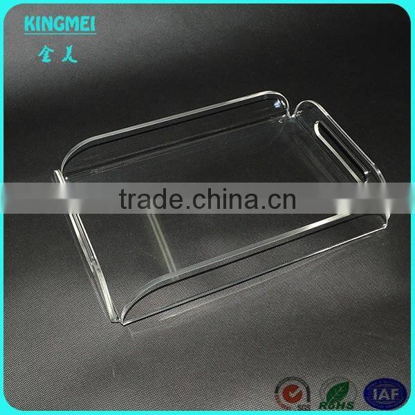 Crystal square acrylic beer tea tray with handles and round corner