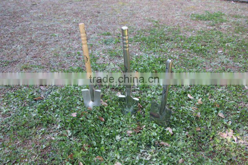 high grade wooden handle stainless steel survival camping garden shovel for garden digging