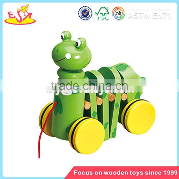 Wholesale educational wooden pull lions car toy funny baby wooden pull lions car toy W05B053
