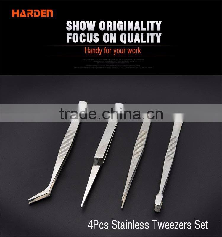 4PCS Stainless Steel Curved Tweezer Set