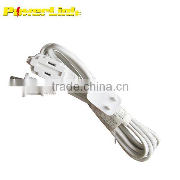 S60199 6 FT 3 Outlet 2 Prong Indoor Wall Power AC Extension Cord Cable White UL Listed