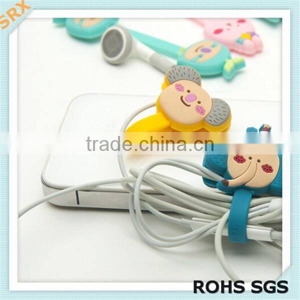 OEM fashion cartoon shape rubber cable winder/earphone cable winder/headphones cable winder