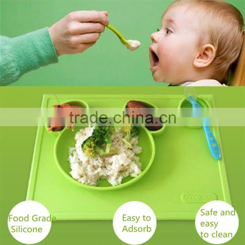 Kids silicone square shaped snack trays hot selling silicone baby plates