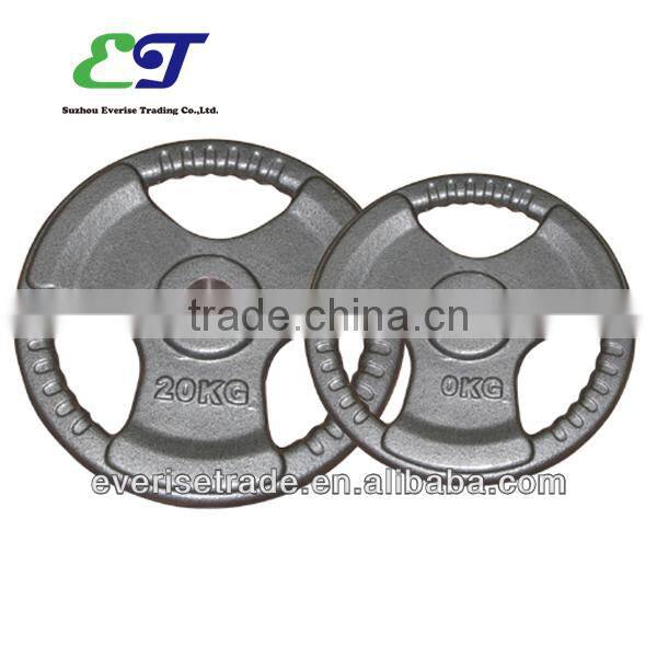 Crossfit bumper plate with 3 holes / 3D grey hammertone Handle weight plate