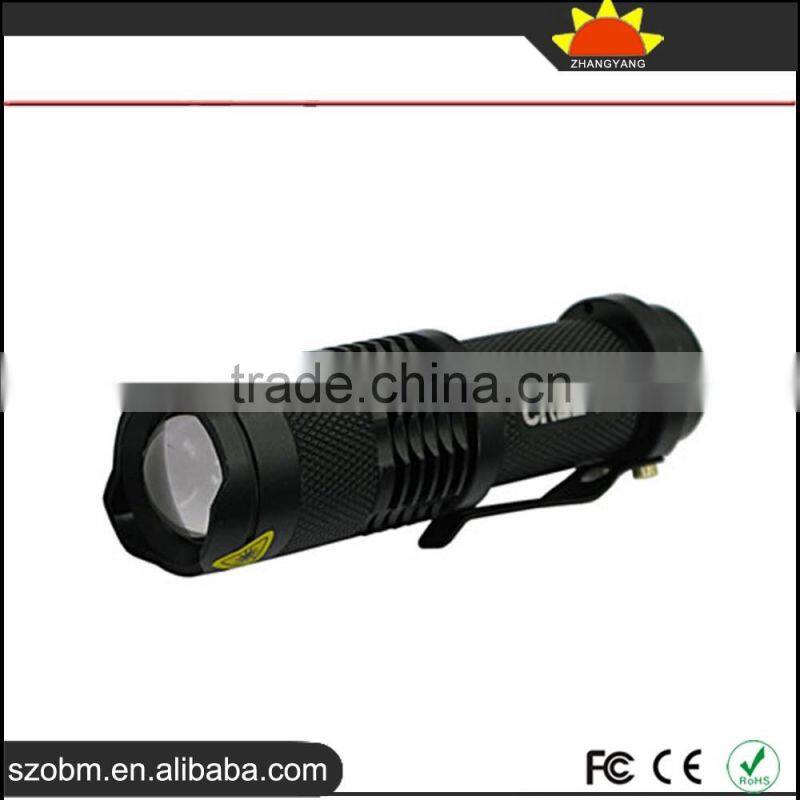 Wholesale OEM Q5 LED mini 3w police Zoomable flashlight with 14500 batteiy and charger