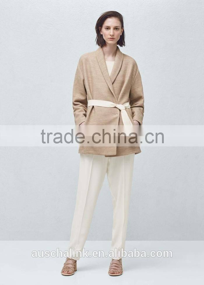 High Quality Ladies Side Pocket Long Sleeve Cheap Warm Cotton Coat