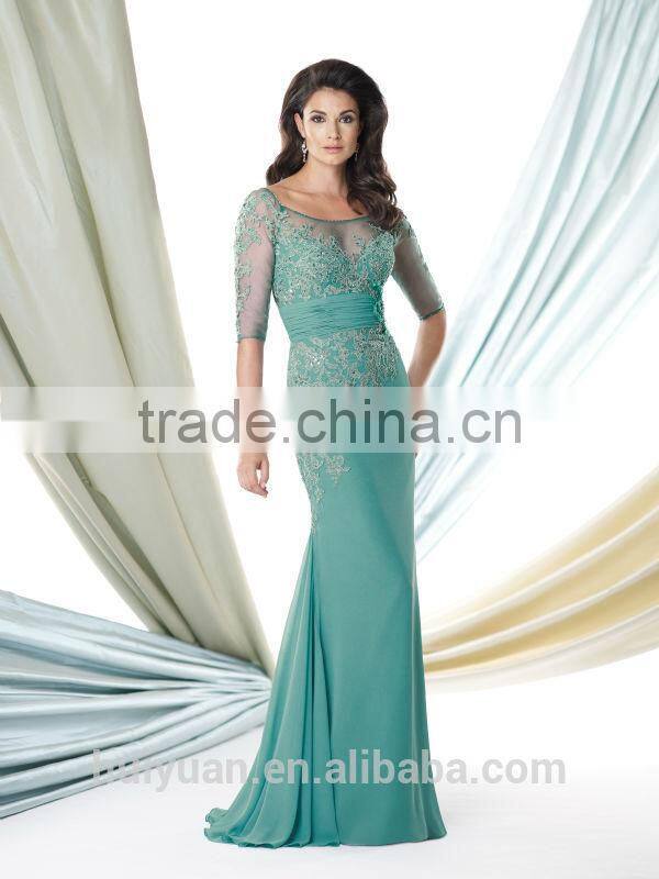 2014 fancy costume chiffon lace mature women sexy night dress