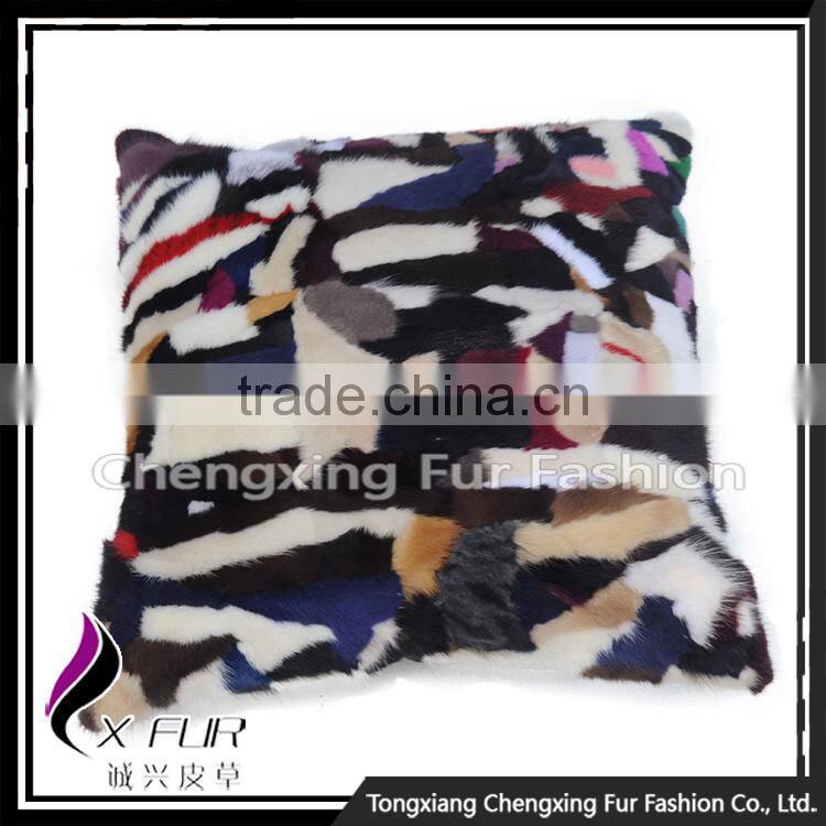 CX-D-81 Custom Made Real Mink Fur Patchwork Pillowcase ,Decorative Pillow Cover