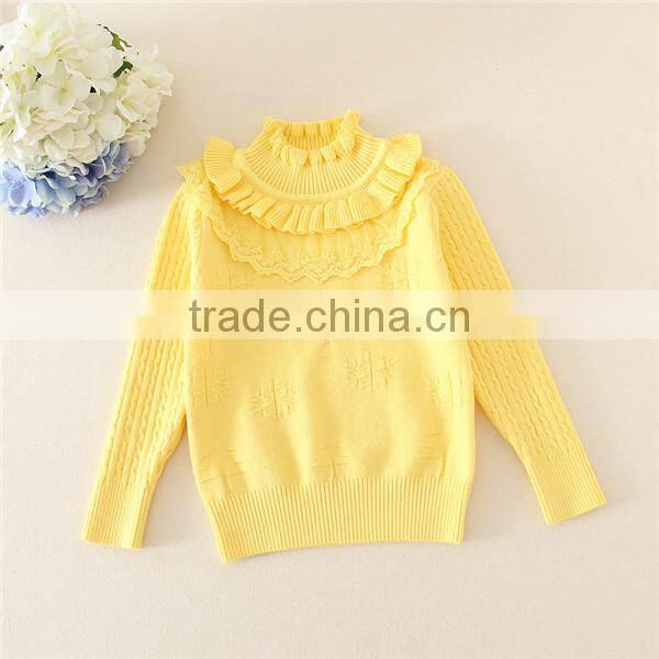 Autumn Winter Plain Hot Sales Clothes Children Cardigan Girls Pullovers Pure Yellow Sweaters For Winter