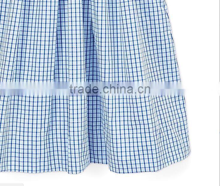 Children Boutique Cotton frocks designs baby blue boat Smocked Dress Summer kids clothing