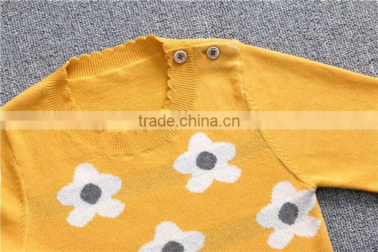 new design stylish teenager kids girls flower knitting pullover sweaters