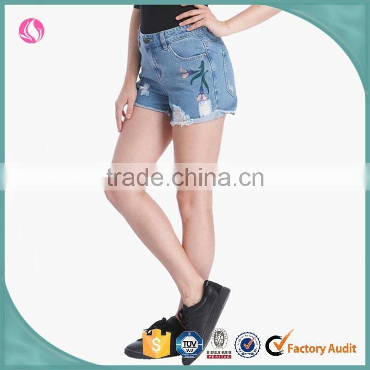 Custom Wholesale Woman Denim Distressed Jeans Shorts Women 2016