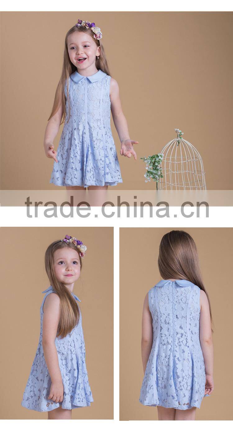 Newest Summer Doll Collar Baby Girls Sleeveless Dress Designs For Party