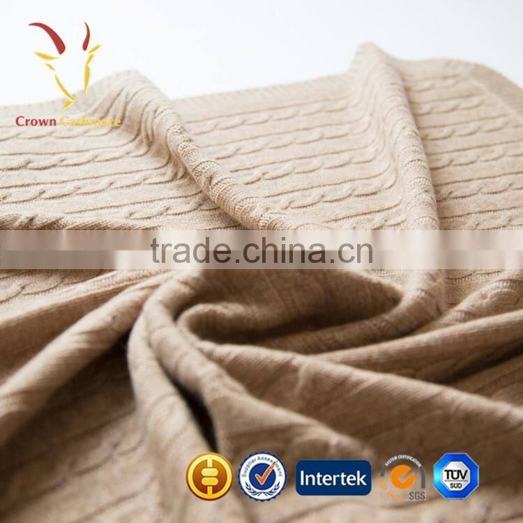 High Quality Knit Cable Cashmere Blanket