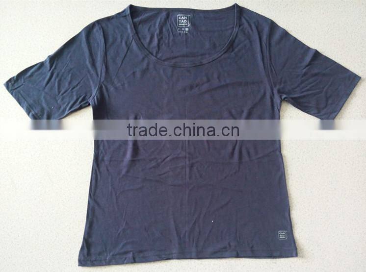 Stock lot 35 cotton and 65 polyester ladies t shirt