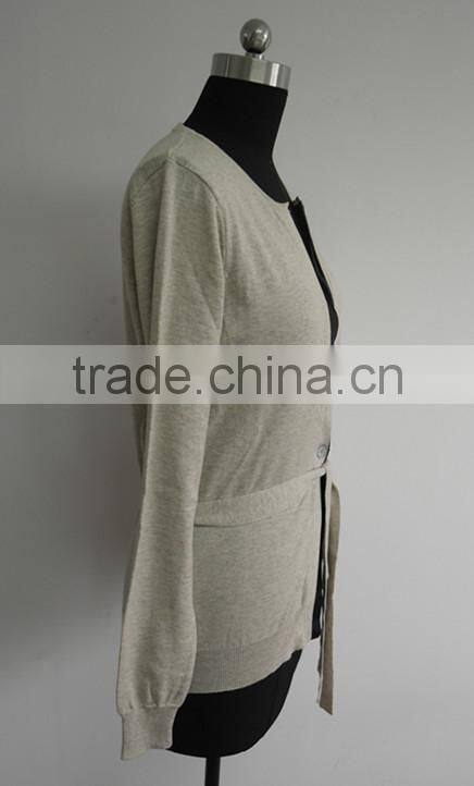 Fashion Ladies 12gg knitted cardigan sweater with a belt