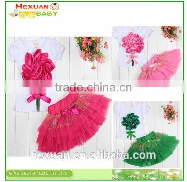 S80004T, Top selling! Girls clothing sets ,T-shirt + tutu skirt kids clothing