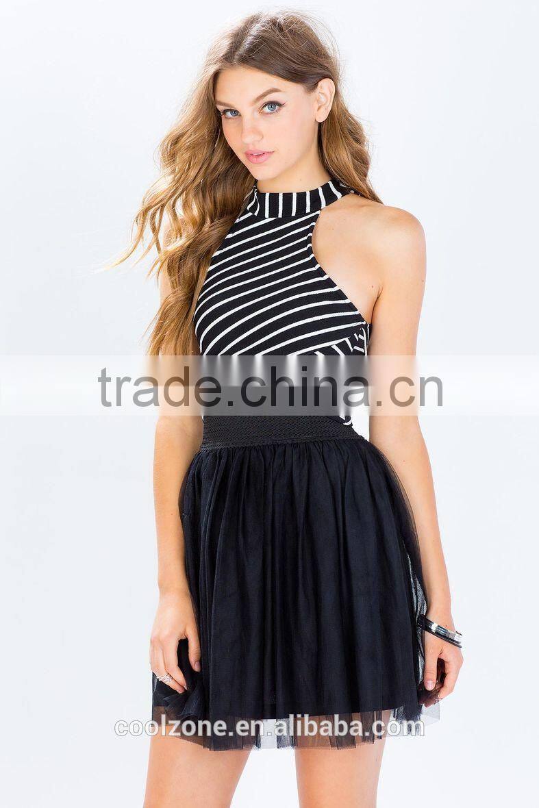 Adorable high waist full lining tulle skirt fashion lady skirt