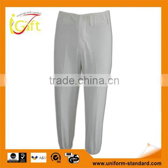 Breathable elastic hem trousers women white color elastic bottom pants
