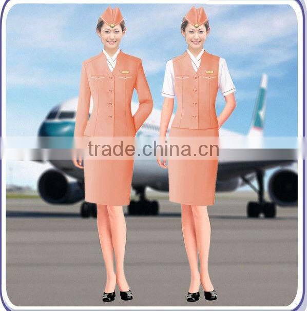 Elegant skirt suit flight attendant uniform, fashion skirt airline stewardess uniform,hot tailored navy blue Stewardess uniform