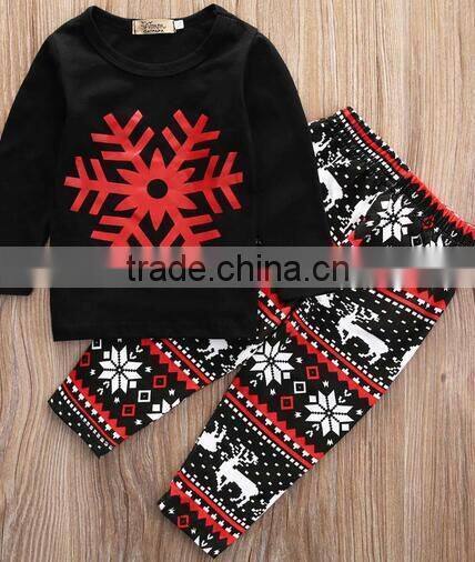 2017 Baby boutique wholesale fashion nova clothing snow flower designs Christmas girls outfit online shopping China clothes