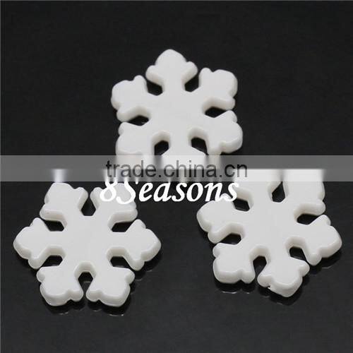 White Christmas Snowflake Acrylic Charm Beads 12mm x 13mm