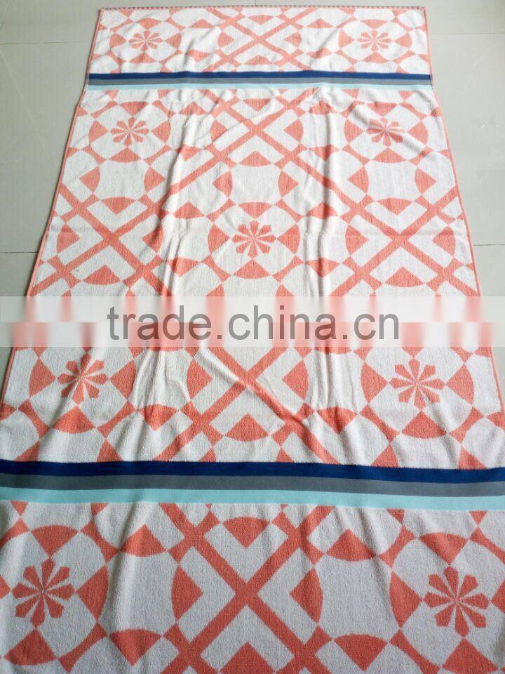 Satin board jacquard velour cotton custom design full red color luxury 80*160cm yarn dyed beach towel also for swimming pool