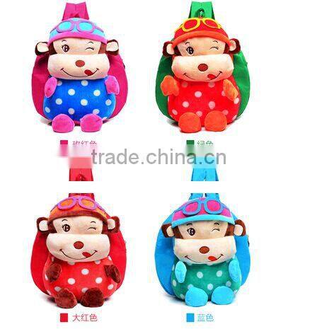 plush monkey backpack for kids/plush animal toy backpack