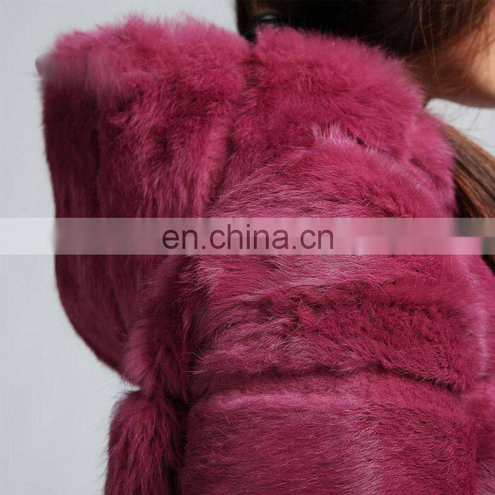 2014 new Wholesale short style red genuine rabbit fur jacket