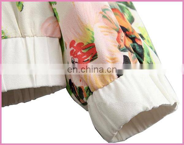 floral printed chiffon girl's jacket flower baseball top jacket