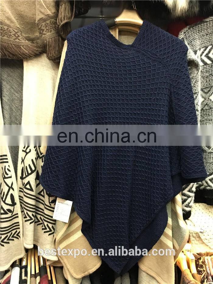 wholesale pullover knitted poncho wool sweater design for girl