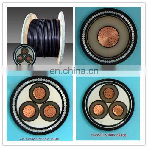 Medium voltage 24kv 3 core 240mm2 Steel Wire Armoured XLPE Insulated Power Cable