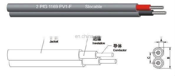 Slocable China Solar cable 6mm Double Core Apply to Japan Solar Power Station