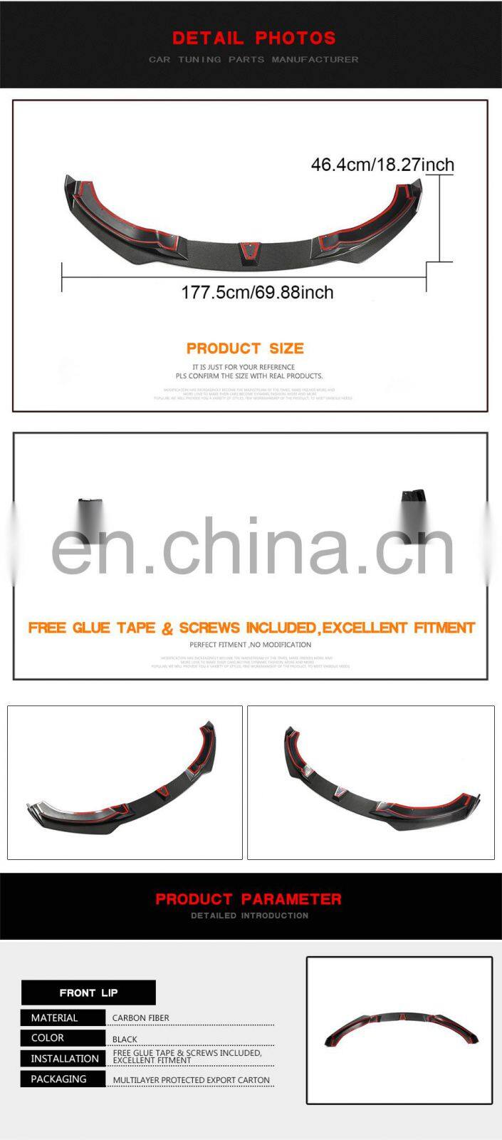 Carbon Fibre F32 M Tech Front Bumper Lip for BMW F33 F36 430i M Sport 13-19