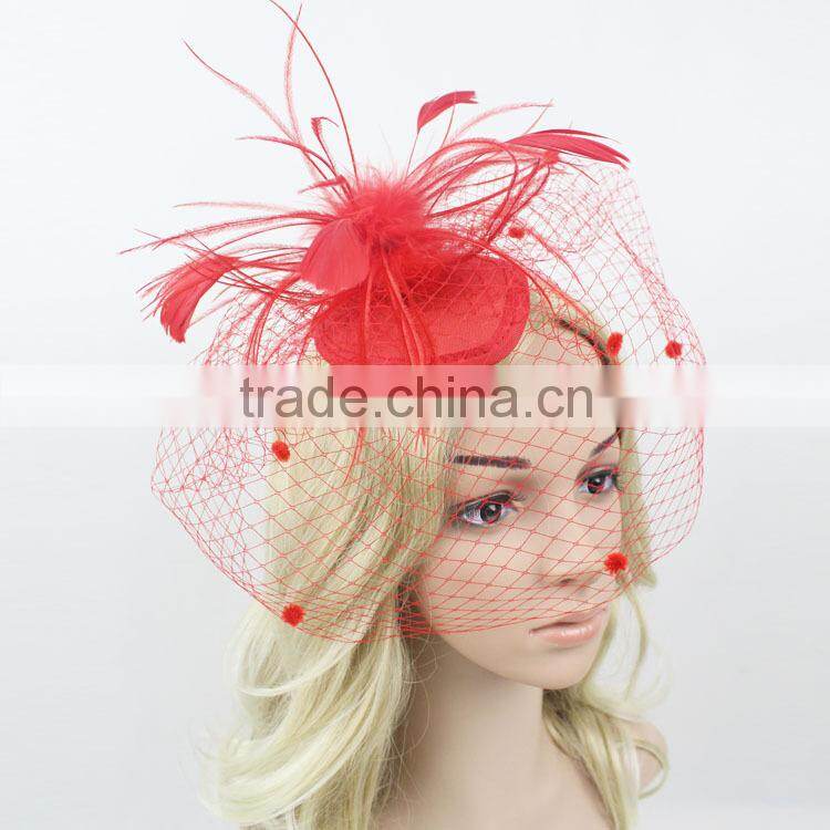 New Coming Hairclip Fascinator Mini Hat With Veiling