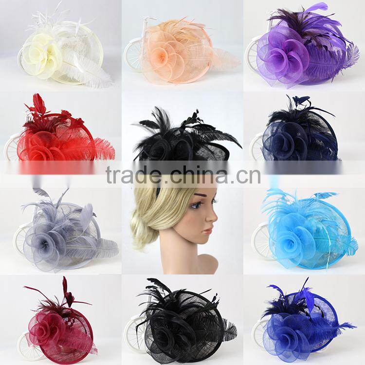 Handmade Fashion Sinamay Feather Fascinator Hair Headband for Women