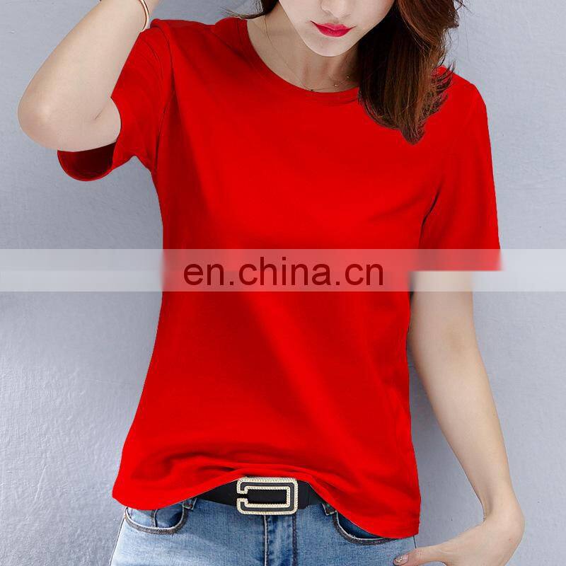 Manufacturer wholesale cotton solid color T-shirt short-sleeved loose top casual sports women's clothing
