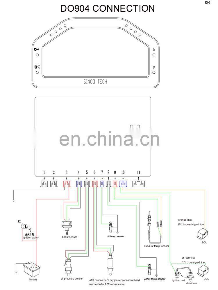 DO904 Multi-function Full Sensor Led Digital Race Car Digital Dashboard Meter LCD Display