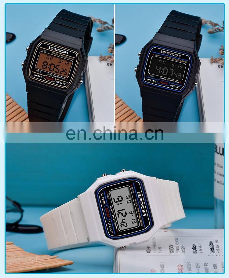 SANDA 391 Kids Fashion Digital Watch Resin Waterproof Outdoor Sport Week Date Show Boys Girls Watches