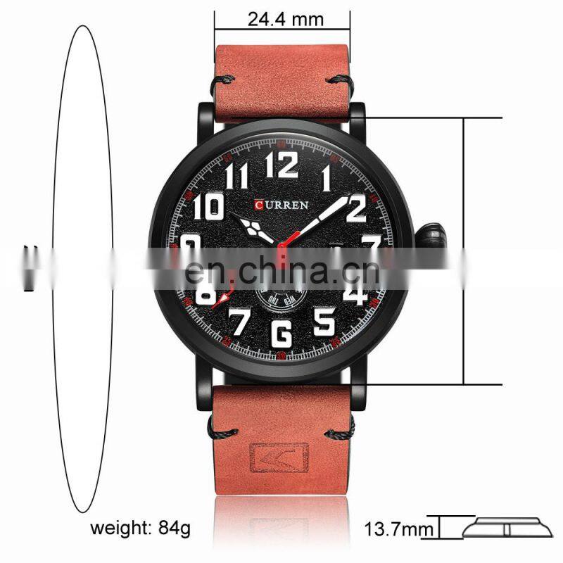 CURREN 8283 Men's Leather Watches Quartz Movement Cheap Fashion&Casual Auto Date Leather Band Watches