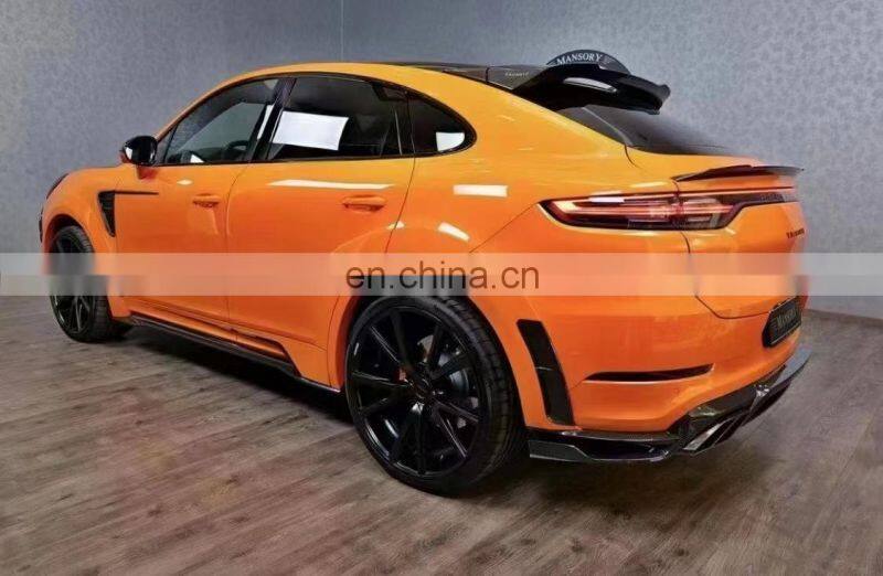 Runde Dry Carbon Fiber For Porsche Cayenne Coupe Upgrade Mansory Style Body Kit Front Lip Rear Lip Side Skirts Top Spoiler