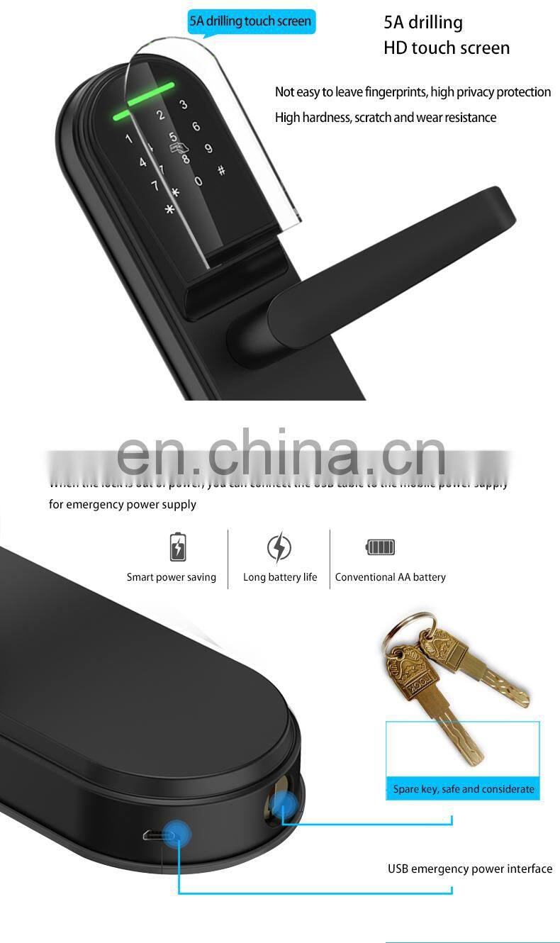 Top ranking product Keyless Entry Door Lock Smart tt Door Lock Passcode Wifi Card Key For Office Home Apartment
