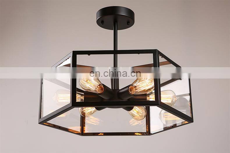 Amazon Farmhouse Light Fixtures Ceiling, Semi Flush Mount Close to Ceiling Light Fixture Industrial Wood Chandelier Lighting