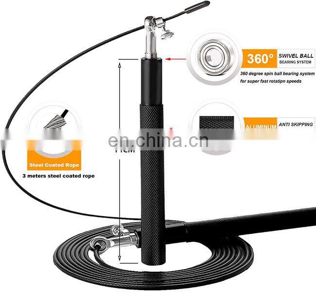 High Speed Skipping Rope Tangle-Free with Self-Locking Screw-Free Design Rope-Adjustable (2 Cables) Aluminum Alloy Non Slip Hand