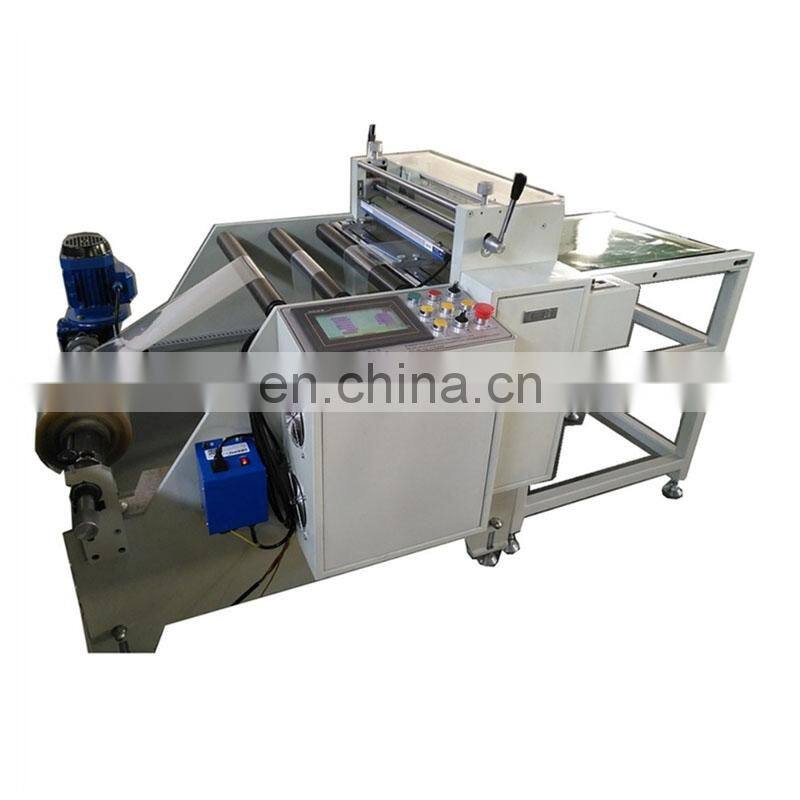 Plastic PE PP PET PVC OPP Film Paper Roll to Sheet Cutting Machine with Conveyor Belt and Static Eliminator