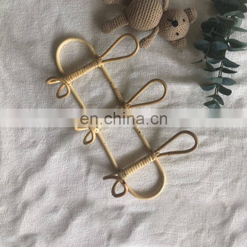 Rattan Wall Hooks Kids Garments Organizer Rack Clothes Hat Hanging Hook Rattan Hanger Kids Room Decor Hanger